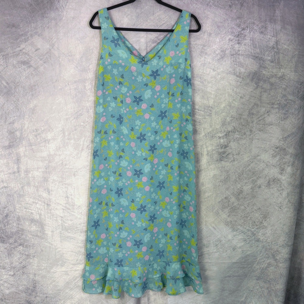 vtg y2k Sigrid Olsen whimsical Floral Midi Dress Sz 10 fairy cottagecore Easter